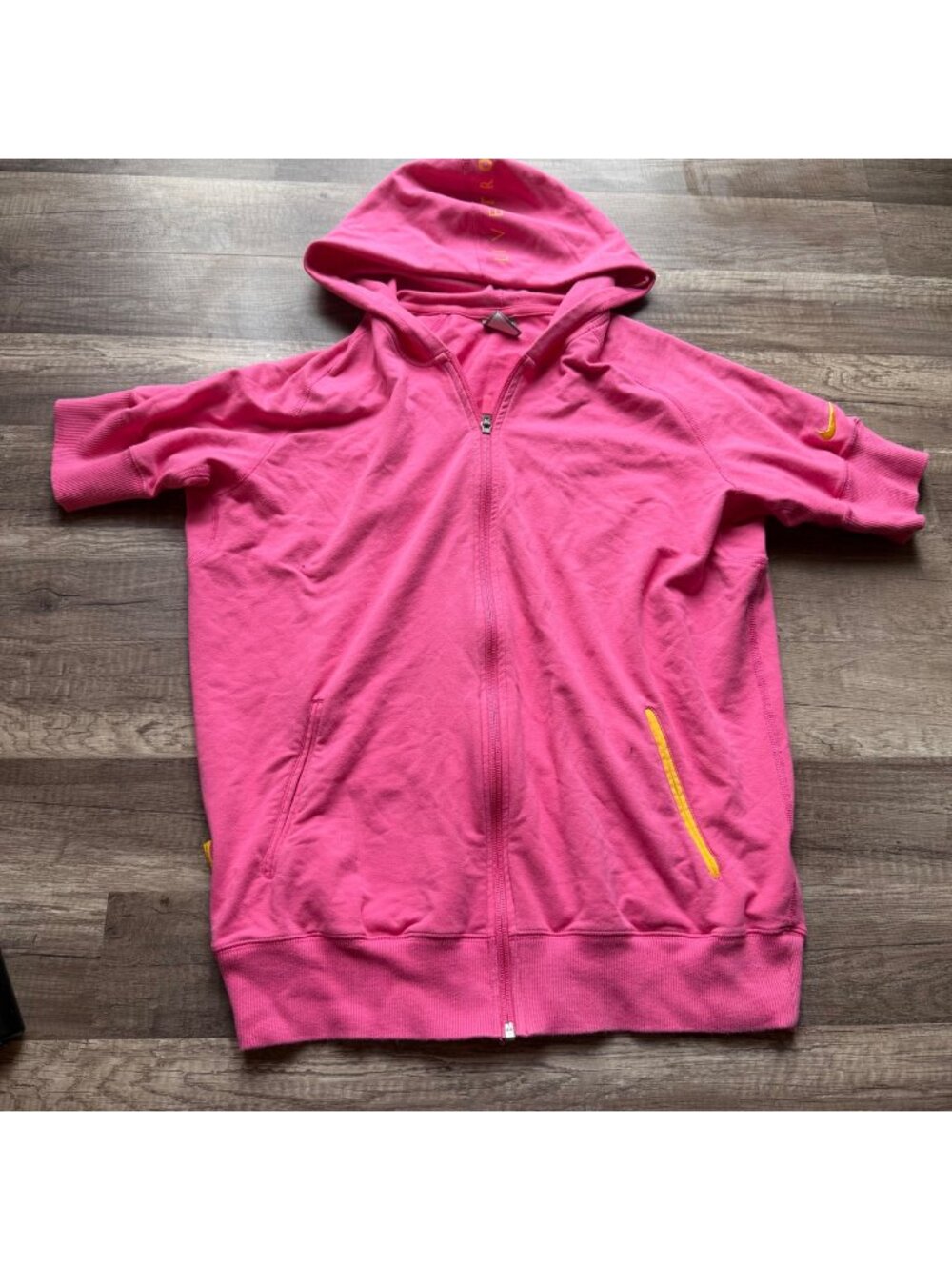 Vintage Nike Livestrong Womens Pink Short Sleeve Hoodie Jacket Large